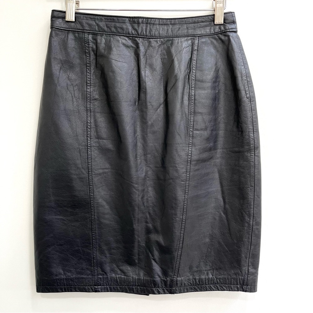 Vintage Pelle Cuir black leather pencil skirt size 10
